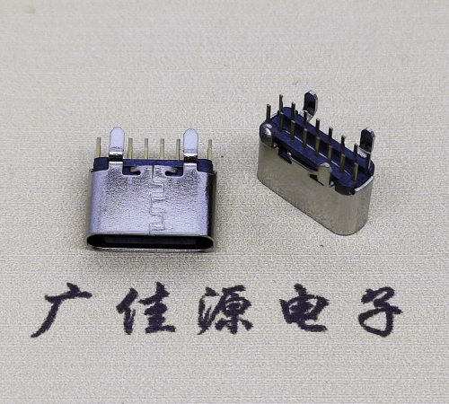 TYPE-C16P立插母座6.5mm短體180度四腳直插接口